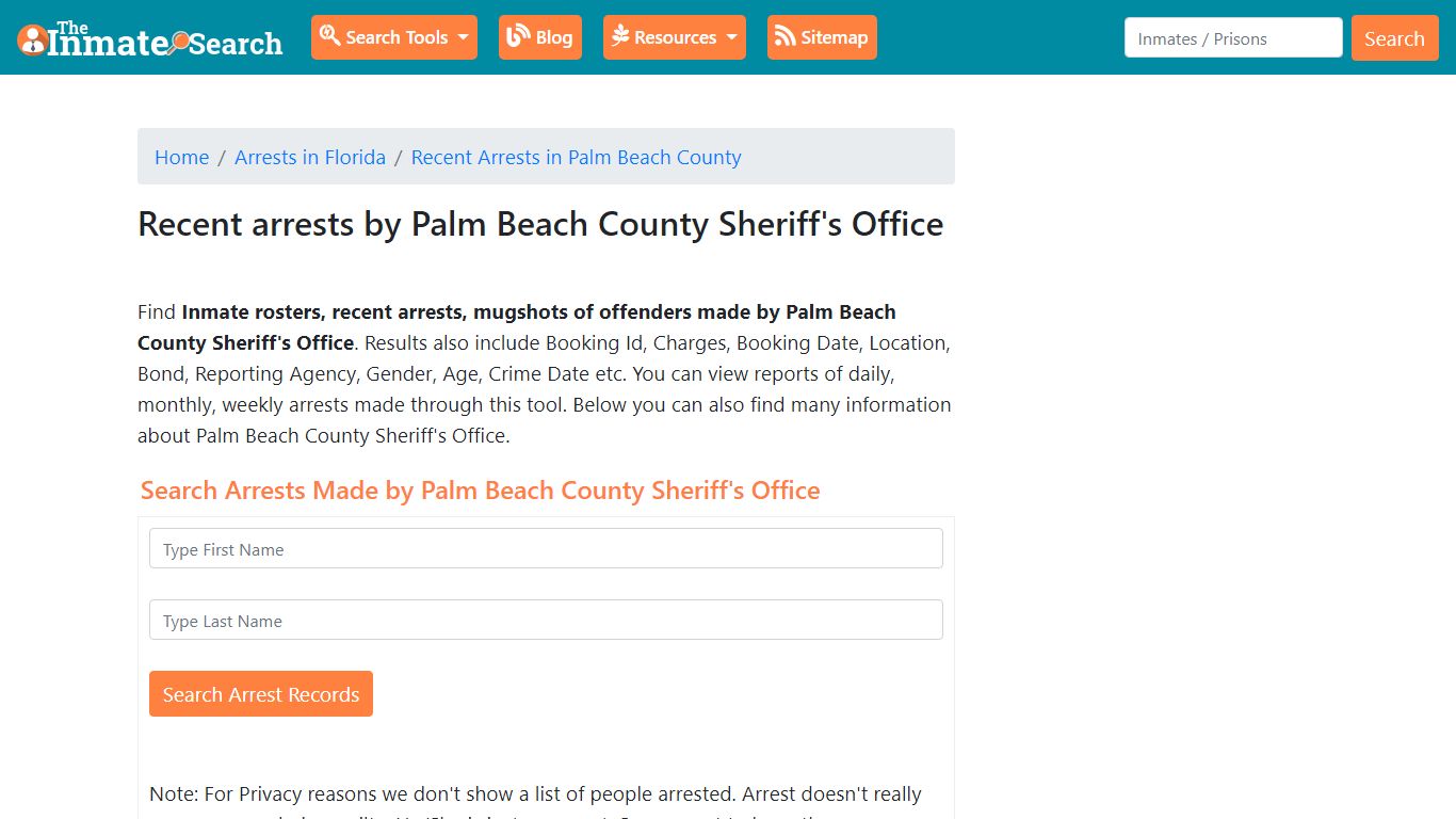 Recent arrests by Palm Beach County Sheriff's Office